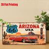 Vintage Route Arizona Desert Red Convertible Car Totem Pole D Flat Printing Retro Metal Tin Sign Nostalgic American Highw