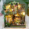 DIY Wooden Doll House Garden Model 3D Puzzle  Assemble Building Kits Toys Home Bedroom Decoration With LED Lights Dollhouse Gift