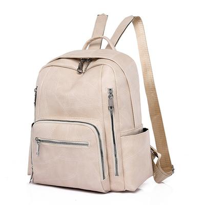 Double Backpack Women's Simple Large-capacity Backpack Fashionable Soft Leather Going Out Travel Bag Women's Light