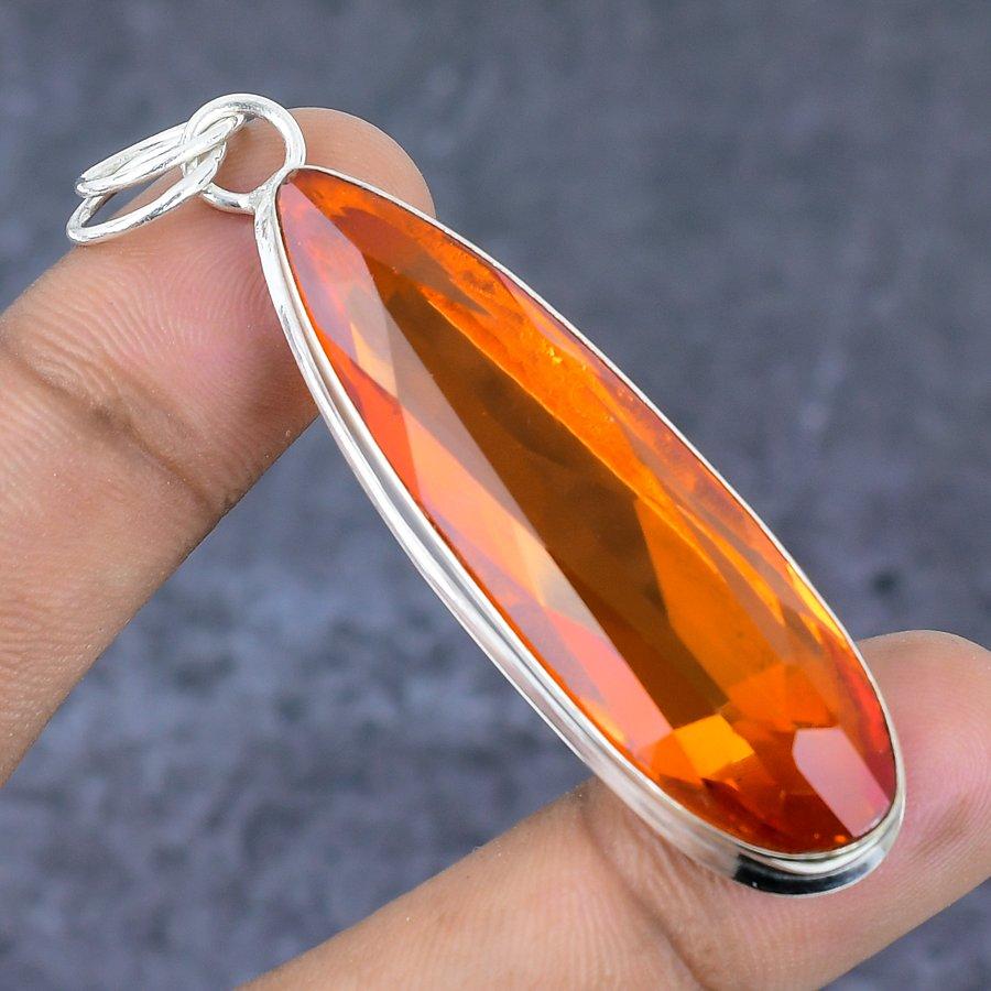 Pietra Preziosa Ametista Rosa Fatto a Mano Gioiello in Argento Sterling 925 Ciondolo 2.40" I1e67