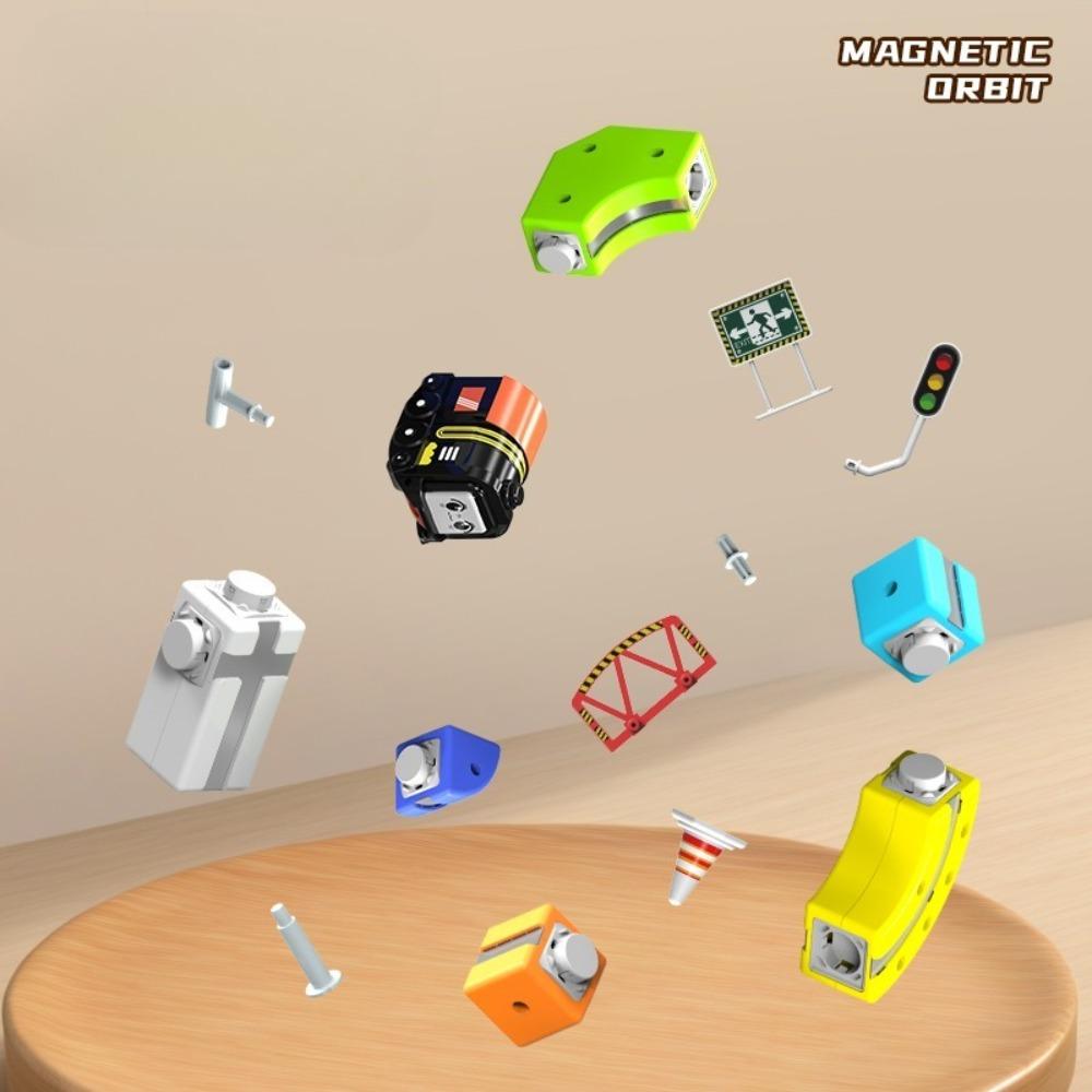 Electric Magnetic Rail Racing Cartoy Diy Magnetic Construction Tracks Development Learning Educational Christmas Gift For Kids