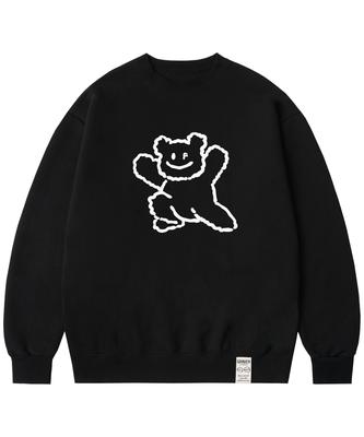 GRAVER [Unisex] Big Line Bear Smile Sweatshirt_Black