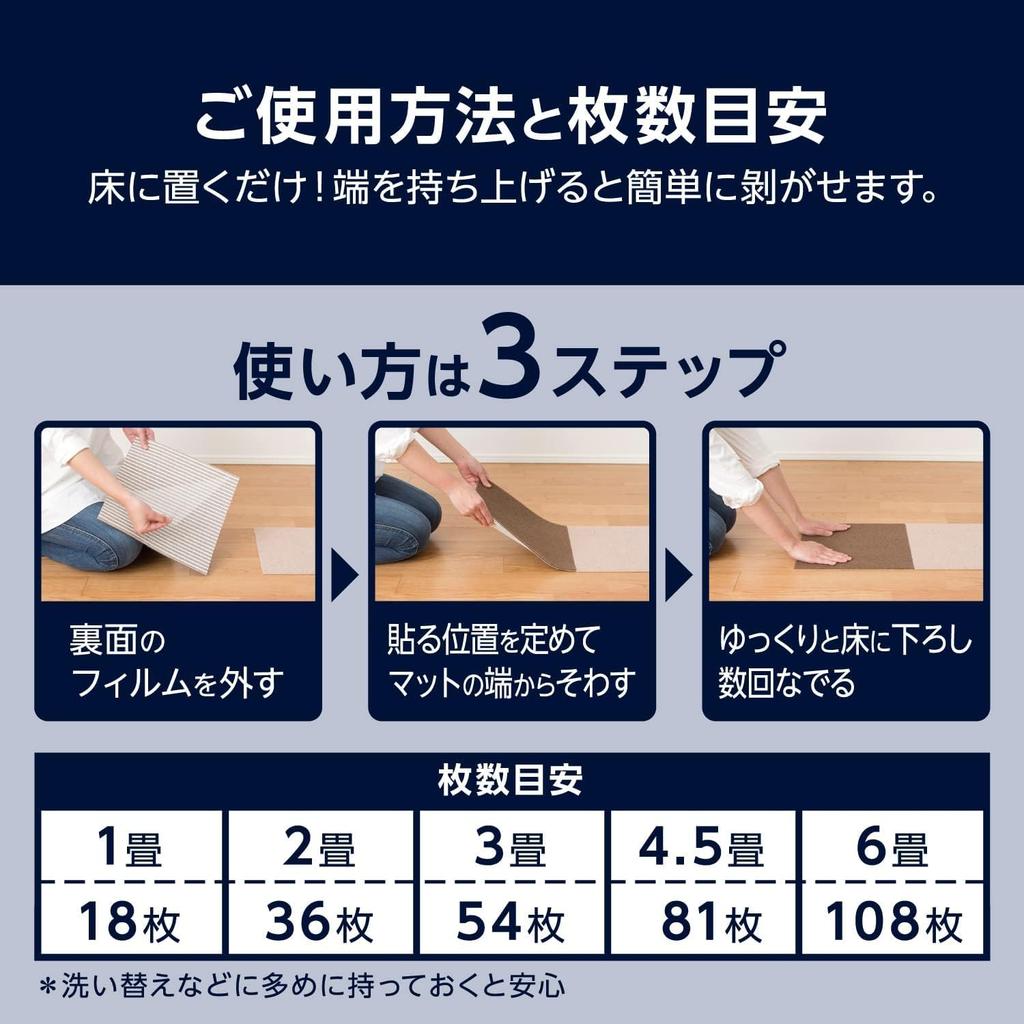 Pet-friendly, water-repellent, suction-resistant tile mats for 2 tatami mats (36 pieces), charcoal gray