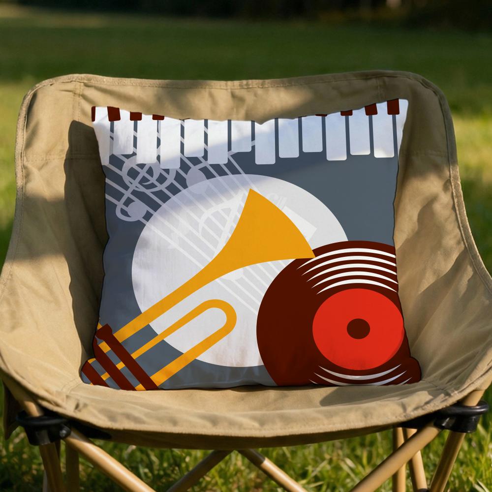 Retro Speaker Piano Rock Cushion Cover Soft Reversible Durable Pillow Cover MultiScene Use for Home Car Daily Comfort