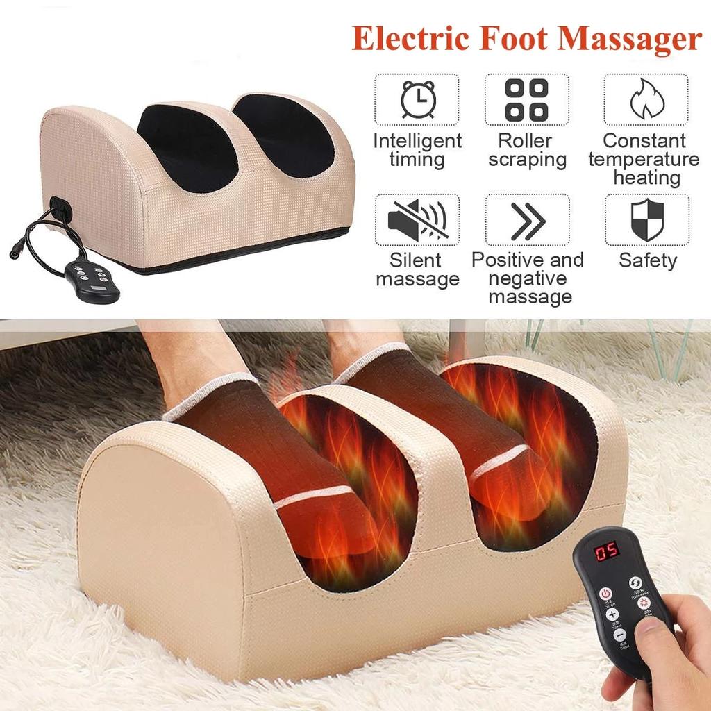 Electric Foot Massage Machine Hot Compress Massage Kneading Foot Health Care Shiatsu Roller Calf Vibrator Relieve Muscle Fatigue