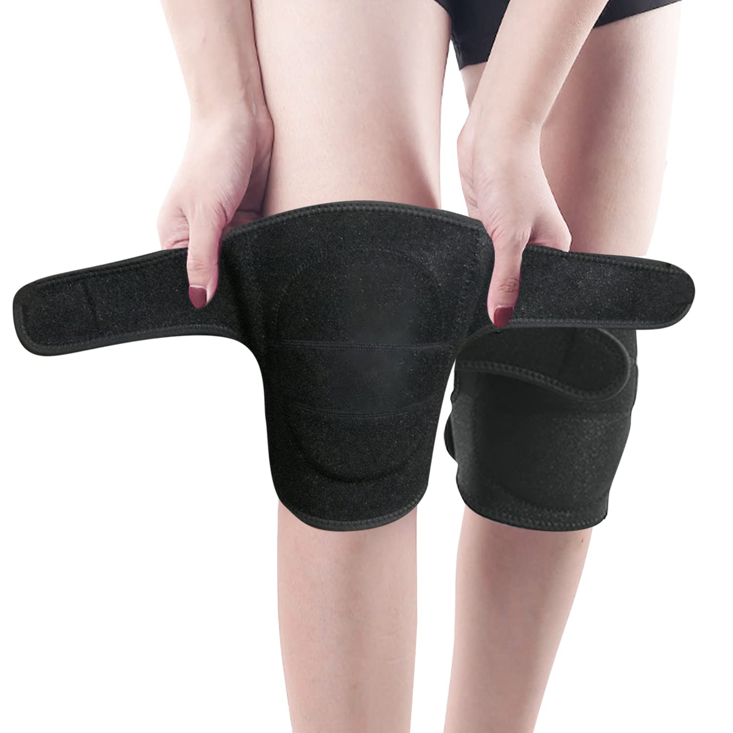 

KUWAN Knee Breathable Knee Knee Protector for Sports and Pack of 2 Pads, Support, Outdoors, Elastic, Unisex, Black, чёрный