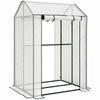 Garden Greenhouse, 2 Compartments, 2 Roll-Up Doors, 1 x 0.8 x 1.5 m, Steel and PE