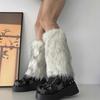 Fuzzy Faux Furs Leg Warmers Furs Heels Long Boots Cuffs Cover Has Elastic One Pair Carnivals Boot Cover Y2K JK Uniform