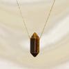 Natural Stone Hexagon Column Charm Necklace for Women Men Adjustable Chain Necklace Rose Quartzs Amethysts Necklace Jewelry Gift