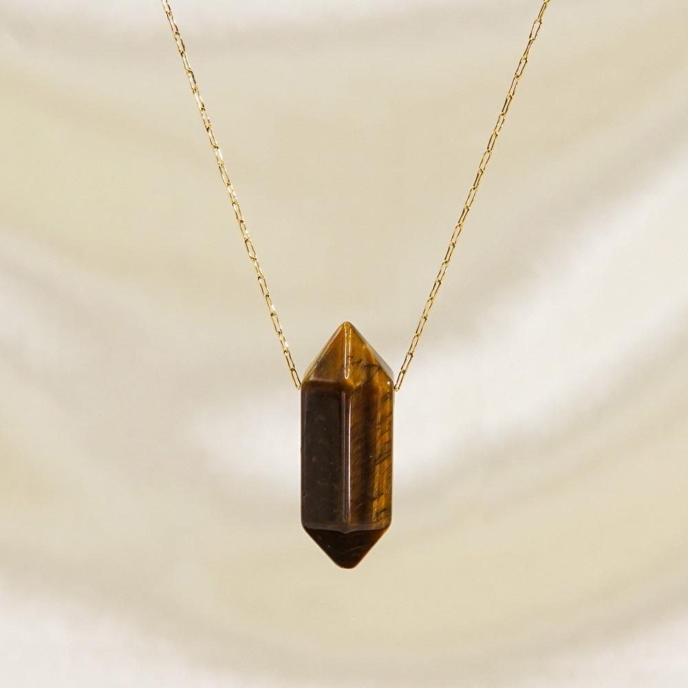 Natural Stone Hexagon Column Charm Necklace for Women Men Adjustable Chain Necklace Rose Quartzs Amethysts Necklace Jewelry Gift
