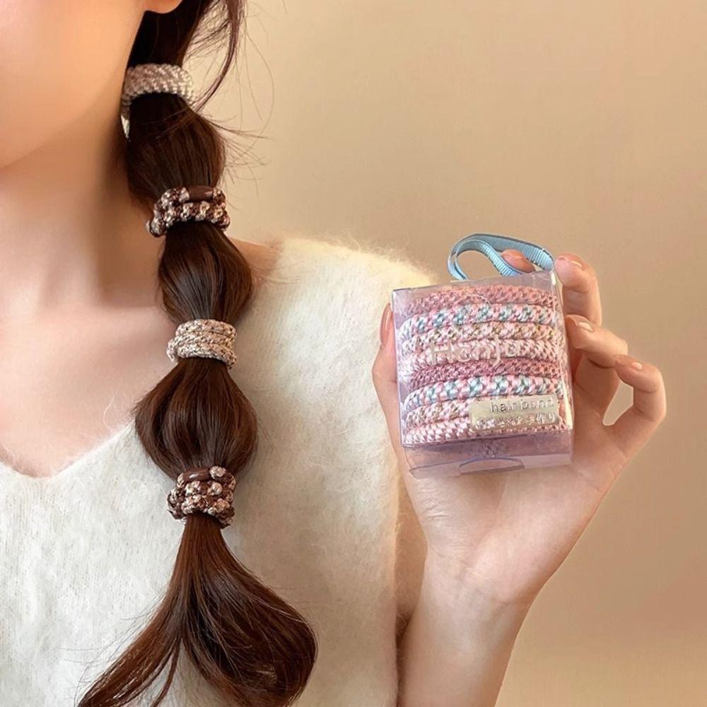 8pcs/Set Hair Tie Basic Hair Rope Set Ponytail Holder Colorful Hair Scrunchies  Spring Summer