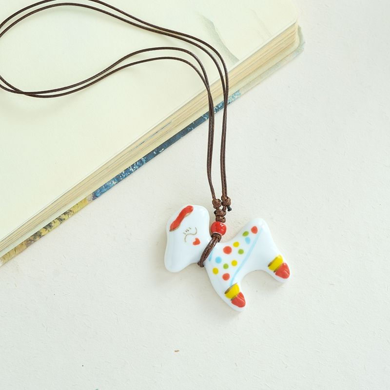 

Jingdezhen Ceramic Cute Cartoon Sweater Chain Female Accessories XL0001 flower deer