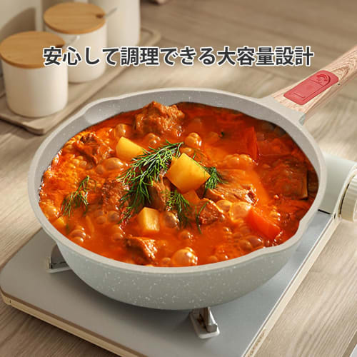 RANXINGST 28cm Deep Frying Pan with Lid, Induction & Gas Compatible, with Spout, Non-Stick Teflon Coating, Easy to Clean, Oven & Dishwasher Safe, Remo