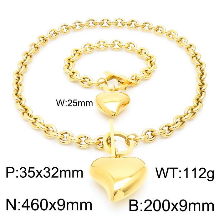 Unisex Exaggerated Titanium Steel Chain Set with OT Buckle - Hip Hop Nightclub Style