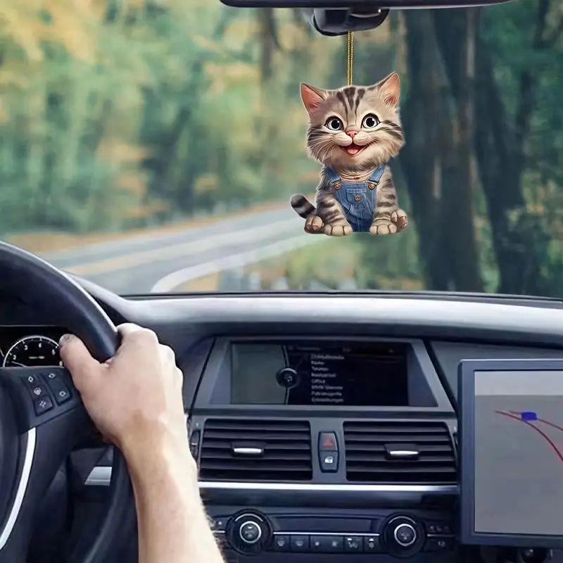 Delightful Cat Acrylic Car Decor Charming Backpack Ornament For A Playful Home Ambiance