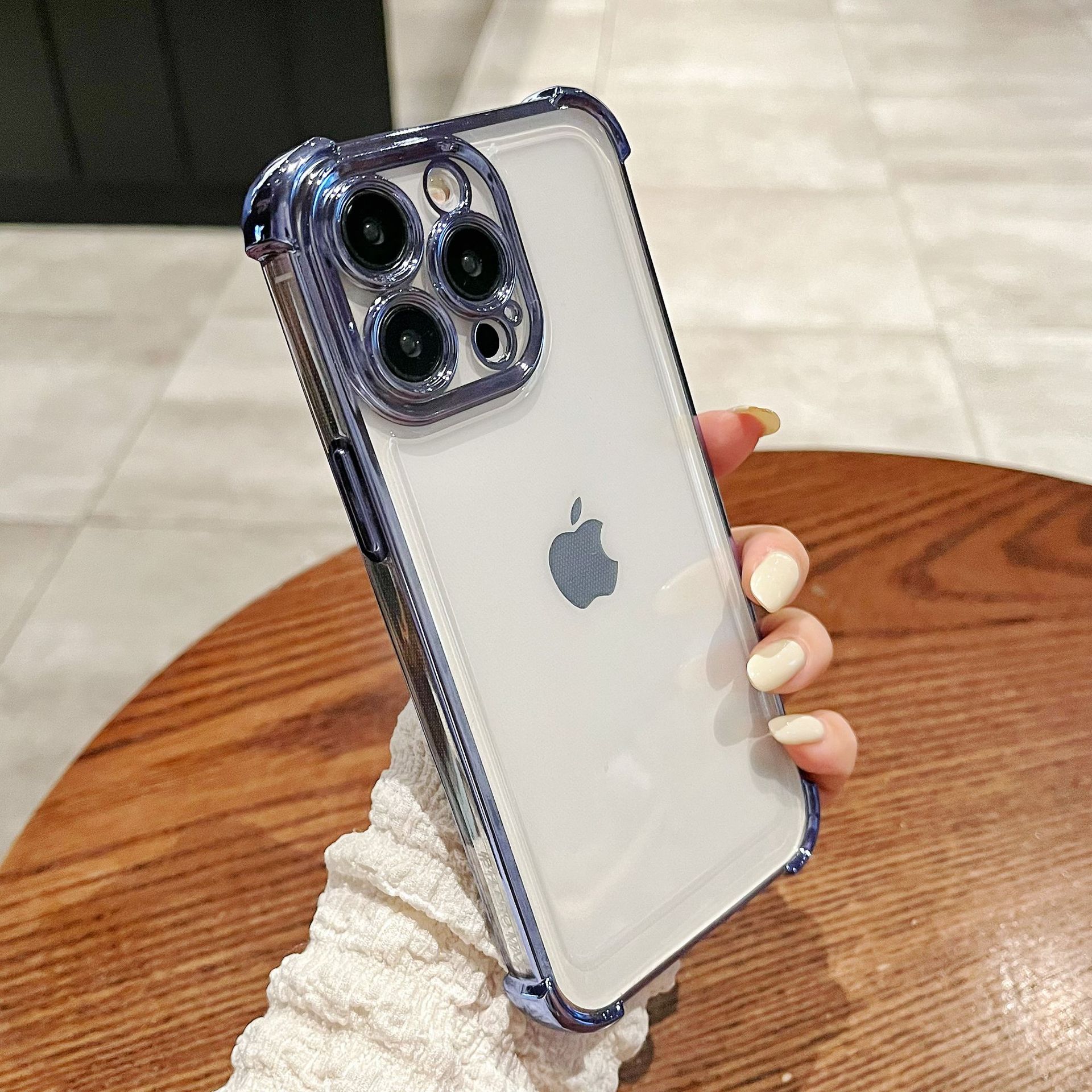 

Утолщенные четыре угла для защиты от падений и подходит для защитного чехла Apple 15/14 16 Гальванизированная ТПУ мягкая оболочка Чехол для мобильного телефона iPhone 13 Apple 16PROMAX синий