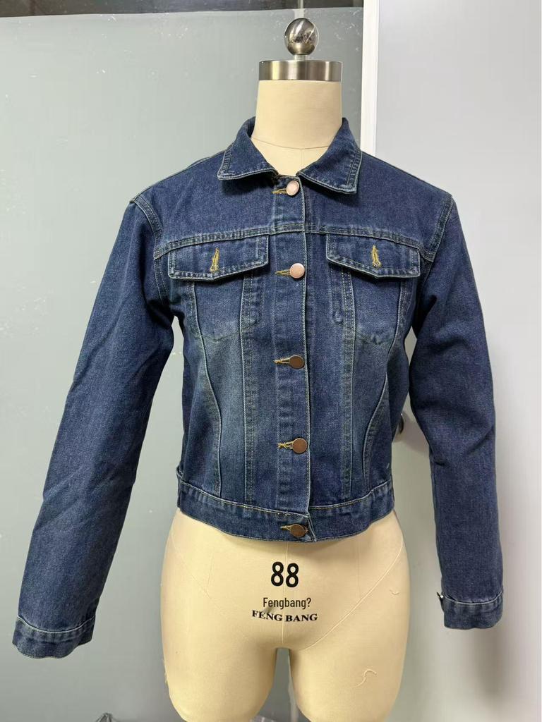 Veste décontractée en jean pour femme Europe et Amérique 2025 avec boucle en cuivre