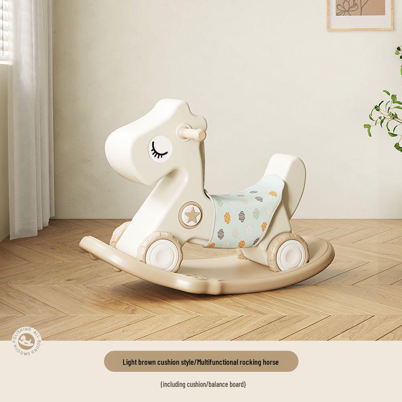 Happy Tree Dual-Use Wooden Rocking Horse & Slider for Infants & Toddlers with Free Shipping