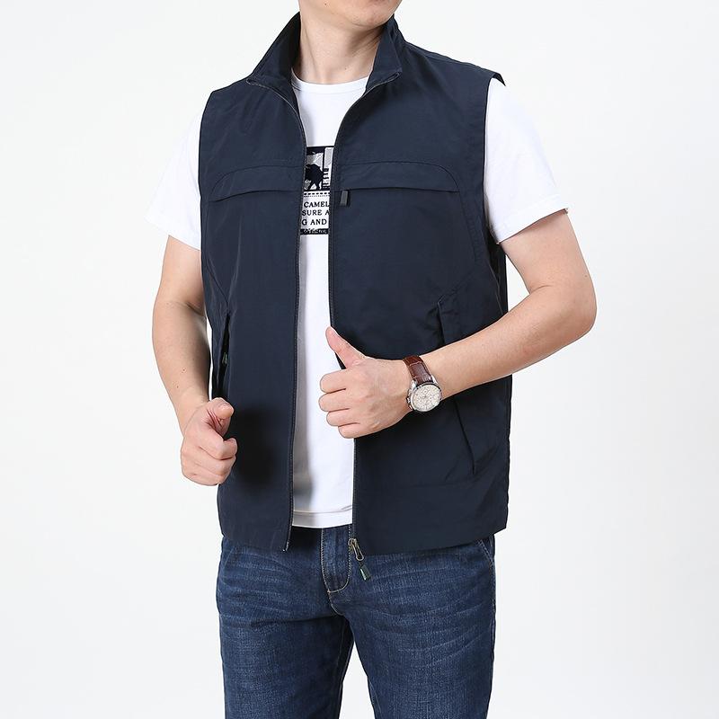 Spring Vest Men's Thin Plus Size Loose Vest Jacket Spring and Autumn Outdoor Mountaineering Tank Top Coat