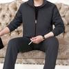 1 Set Jacket Pants Set Solid Color Zipper Autumn Winter Ribbed Cuff Coat Drawstring Pants for Daily Wear