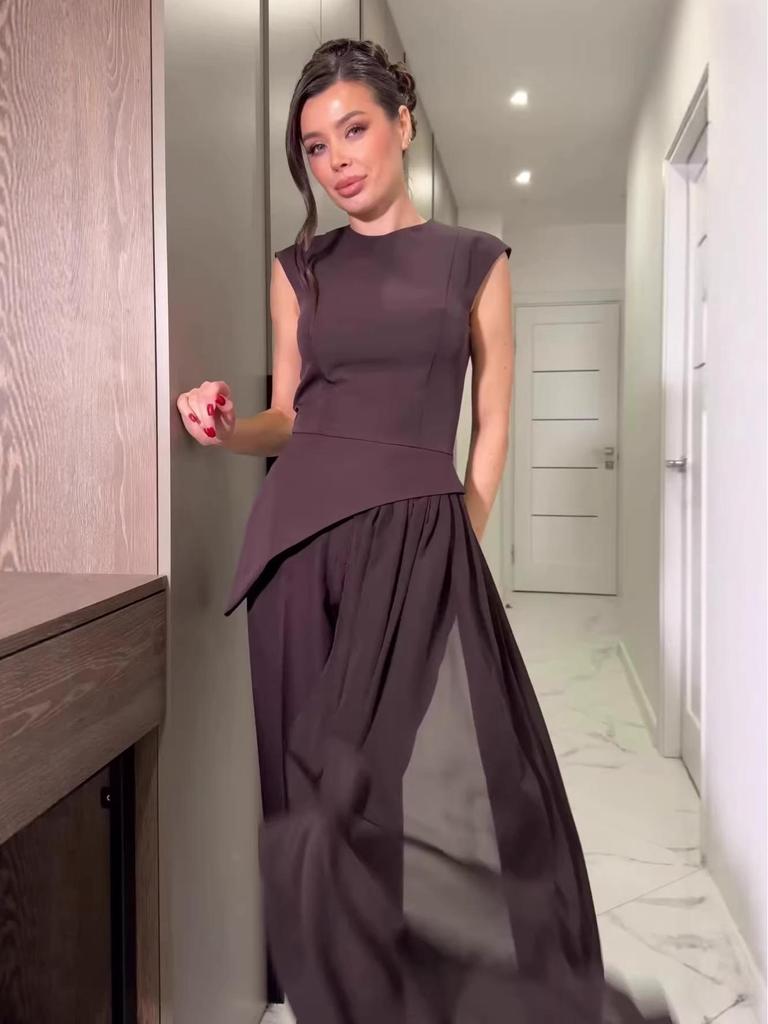 2026 Sleeveless Solid Color Top & Long Pants Set for Women - European & American Style