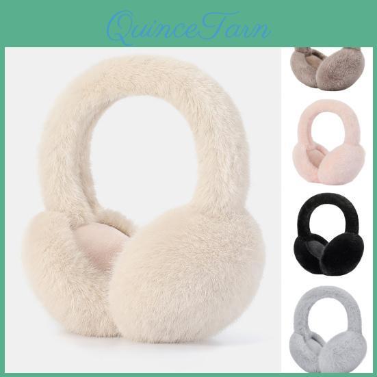 Winter Fur Faux Earmuffs Women Thick Cozy Solid Color Elastic Lightweight Antislip Foldable Ear Protection Ear Cover Outdoor Ear Warmers