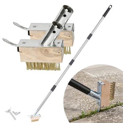 Weed Eater Crack Cleaner Manual Crevice Weeding Tool with Stainless Steel Handle Adjustable Height Moss Remover Brush