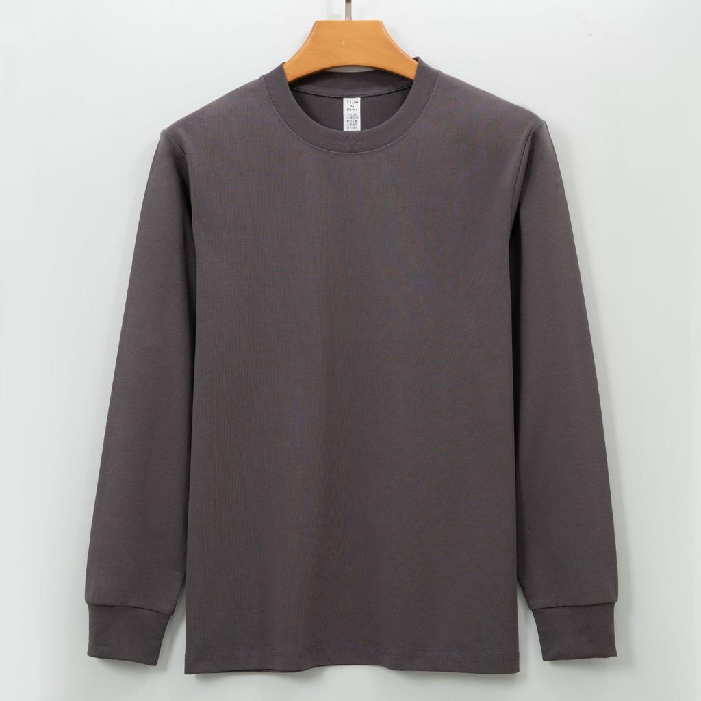 Men Thick Solid Long Sleeve Crew Neck Casual Bottoming T Shirt