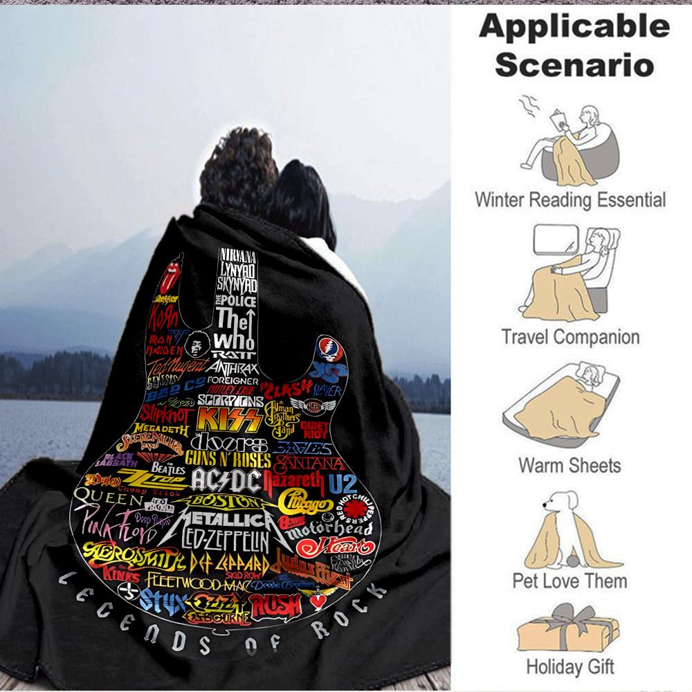 1 Stück Kiss Band Gitarre Flanelldecke [Gemütliche Überwurfdecke] Für Sofa, Bett, Reisen, Camping, Wohnzimmer, Büro, Couch, Stuhl Und Bett