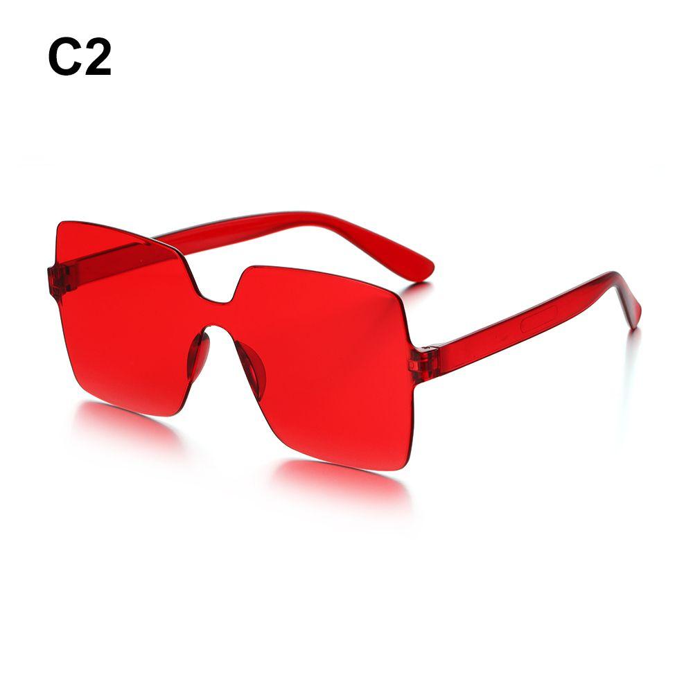 Costume Transparent Candy Color Sunglasses for Women Eyewear Rimless Square Sunglasses