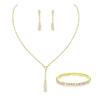 Elegant Silver Alloy Bridal Necklace Earrings Bracelet Set With Geometric Design For Wedding Party