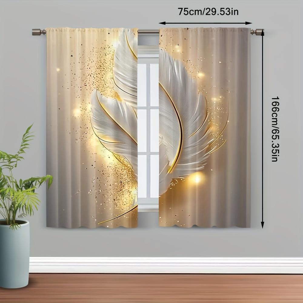 2 Stück Elegante Vorhänge mit Federdruck – Gold und Weiß mit Stangentaschen-Design   Ideal für Wohnzimmer, Schlafzimmer, Küche und Büro