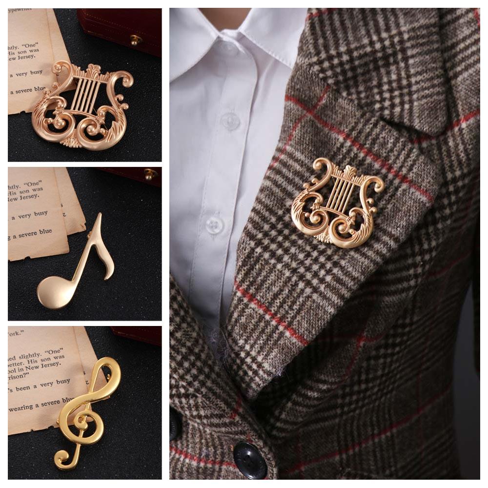 Music Instrument Eighth Note Pin Zinc Zinc Alloy Harp Badge Creative Treble Clef Pins  Backpack Decoration