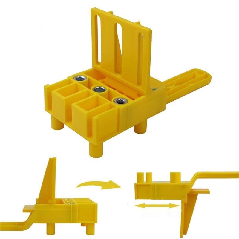 Drilling Guide Tool with 6/8/10mm Hole Punch Locator for Woodworking Projects Including Easy Setup Mechanism