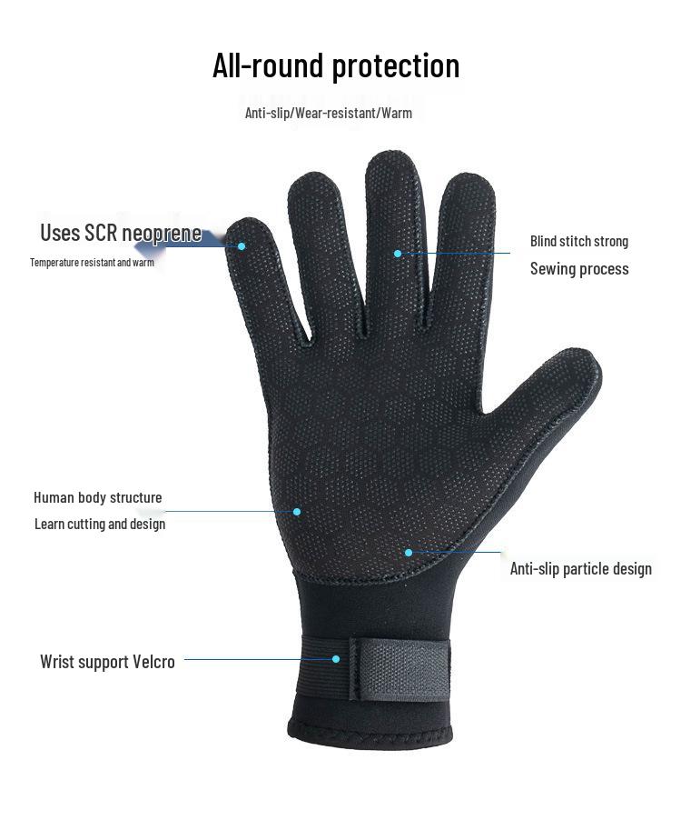 Unisex Anti-Slip Snorkeling and Diving Gloves - Wear-Resistant, Anti-Sting, Cold Protection, Warmth, Ideal for Swimming, Fishing, and Jellyfish Safety