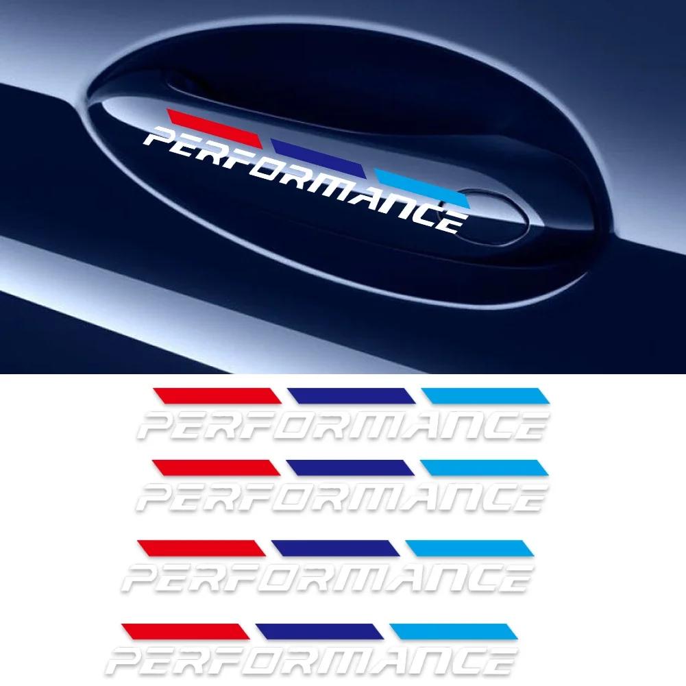 4Pcs Car Door Handel Stickers M Performance Logo For BMW E40 E90 F20 F30 F10 G20 G30 G01 F36 X1 X2 X3 X5 X6 M4 Car Accessories jbzh05
