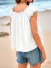 Womens Summer Tie Front Babydoll Top Cap Sleeve Pleated Flowy Blouse