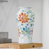 Painted Flowers Pattern Ceramic Vase Potted Plant Table Decoration Ornament Flower Arrangement Floral Vases Room Aesthetic Decor