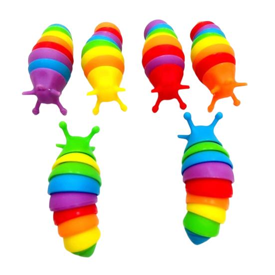 Stress Relief Slug Fidget Toy Articulated Stretch Caterpillar Sensory Toy Portable Travel Bendable Colorful Worm Toy Party Favors
