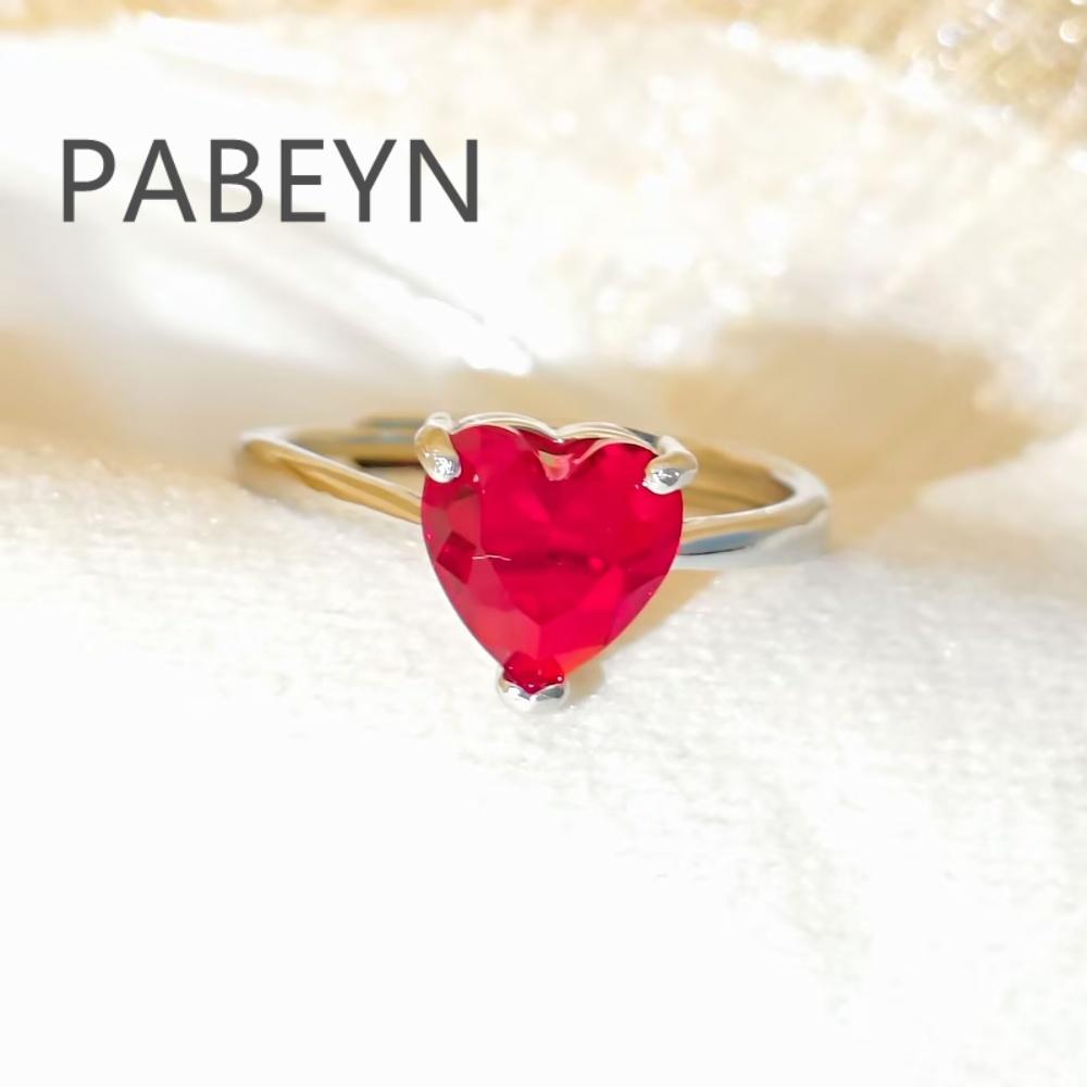 925 Sterling Silver Fashion Temperament Red Love Zircon Ring Birthday Party Anniversary Gift