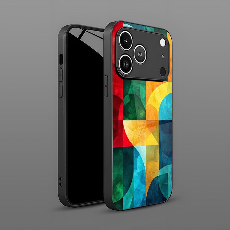 Colorful Arc Pattern 2D Phone Case for iPhone 17 16 15 14 13 12 11 X XR XS Max Pro 8 Plus Glass Protective Cover