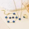 European High-End Titanium Steel Lucky Five-Leaf Flower Mother-of-Pearl Jewelry Set