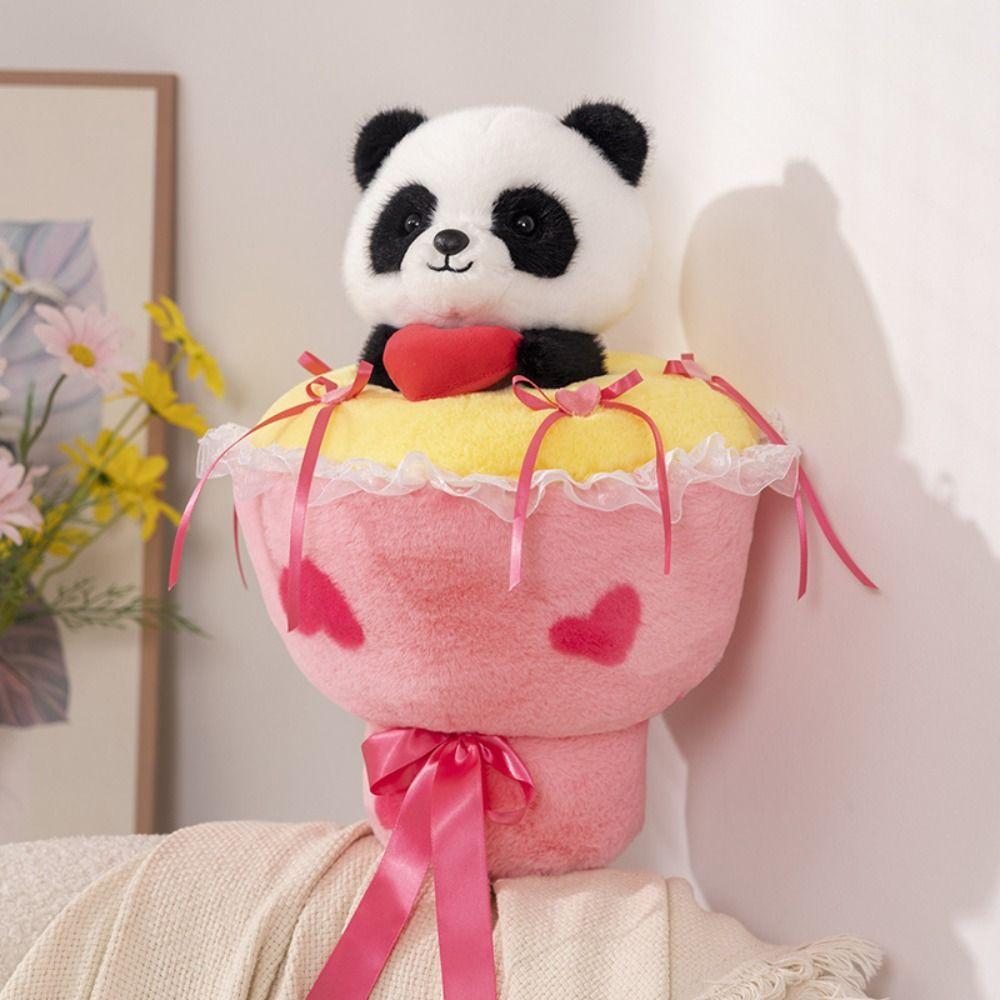 Handmade Panda Bouquet Plush Toys Cartoon Animal Animal Bridal Bouquet  Holiday Gifts