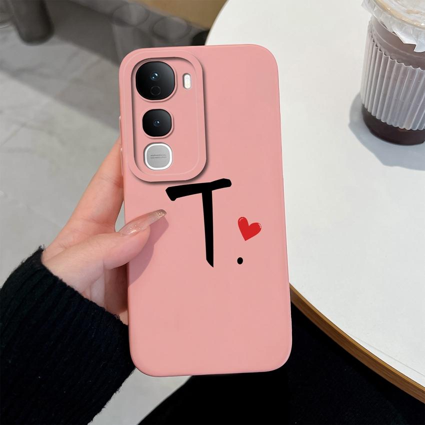 For Vivo Y400 Pro Y100 Y200e Y02 Y03 Y04 Y28 Y29 Y29S Cute Art Letter Phone Case Lens Protection Liquid Silicone Shockproof Soft Covers For Vivo Shell