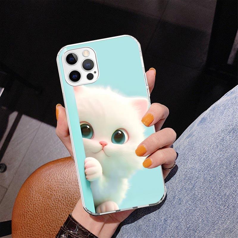 Cat Cute Kitten Cartoon Phone Case For iPhone 17 Air 16 Pro Max 16E 15 + 14 Plus 11 12 13 Mini 7 8 SE Gift Print Cover Fundas 17