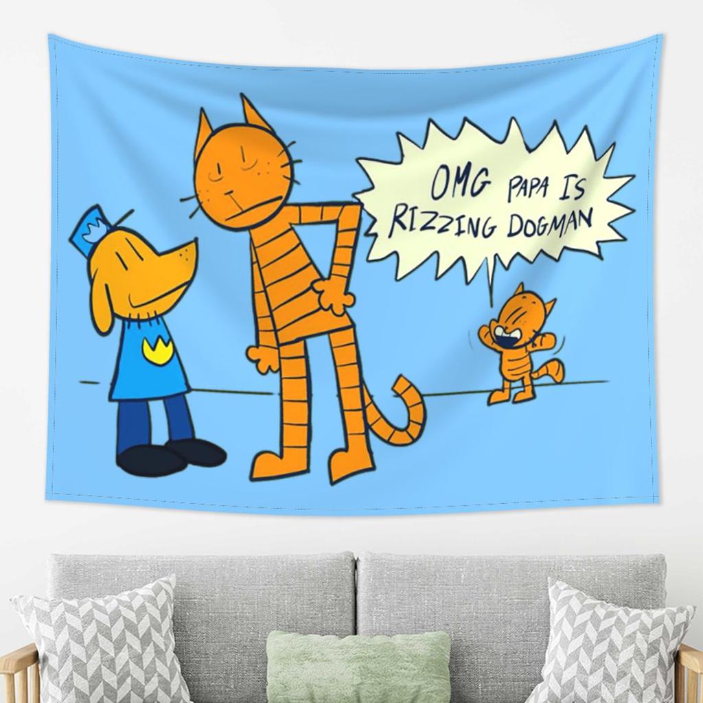 Dog Man Lil Petey And Big Petey Fan Art Tapestry Wall Hanging Aesthetic Home Decoration Tapestries for Dorm Room