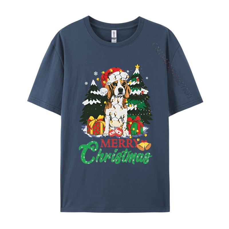 Beagle Christmas Dog Lover Vintage T Shirts Funny Animal Tshirt Print Man Top Vintage Retro Clothing