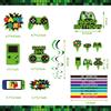 Green Gamer Birthday Party Decoration - 217Pcs Video Game Gaming Party Supplies For Boys Birthday Party - Backdrop, Table Cover, Plates, Cups,