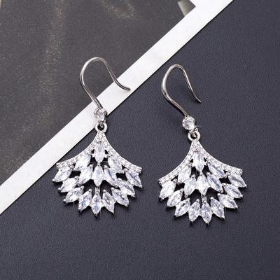 French Ins Style Baby's Breath Fan-Shaped Zircon Earrings - Christmas Gift, Elegant & Luxurious for Women