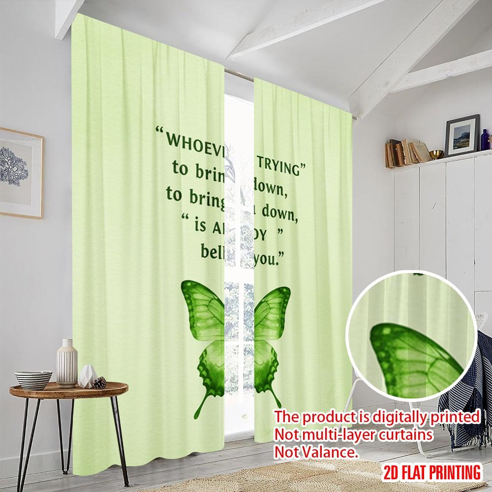 2pcs 2D Flat Printing Party Curtain Positive Butterfly Polyester Without Electricity Holiday Decorations for Multipurpose Event